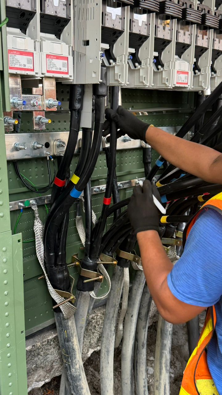 Underground XLPE cable jointing and termination work by a TNB contractor in Penang, Malaysia